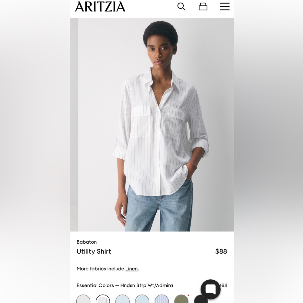 Aritzia Babaton Utility Shirt Wt/Admira in 2XS